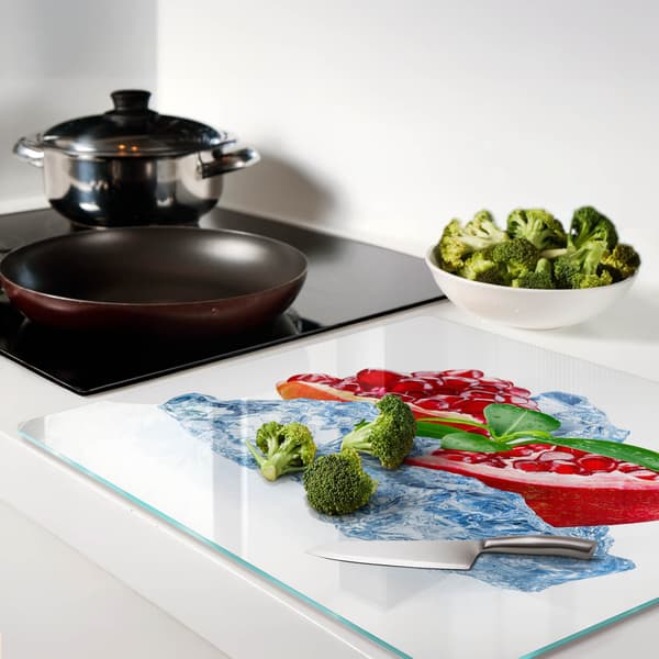 Dekorativt glas serveringsbræt til snacks, granatæble med is, 60x52 cm