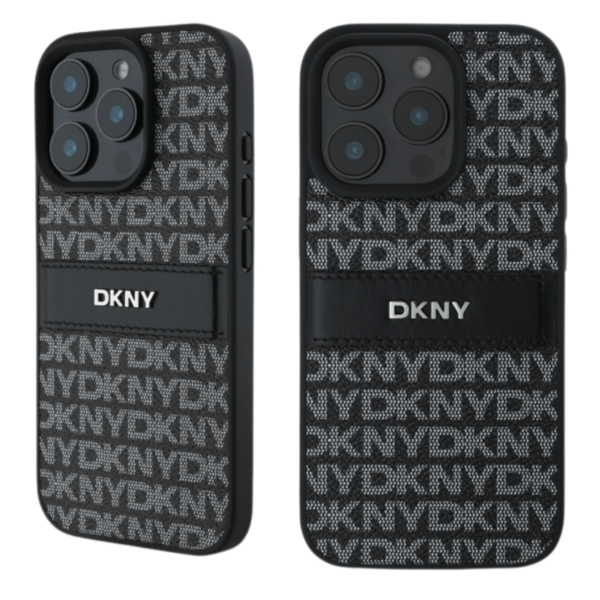 DKNY Texture Pattern Tonal Stripe -suojakuori iPhone 16 Pro Maxille, musta