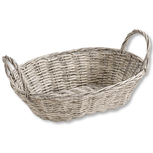 Oval korg för bröd och frukt, grå