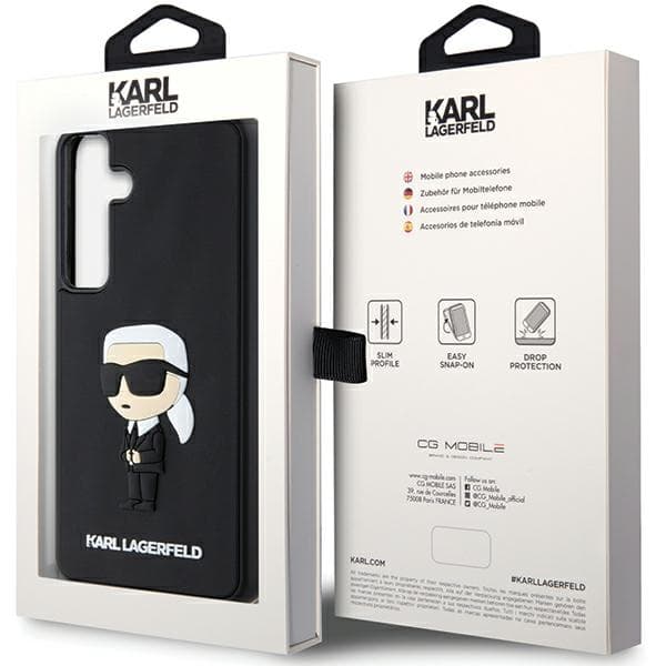 Karl Lagerfeld 3D Gummi Ikonik Etui til Galaxy S24, Sort