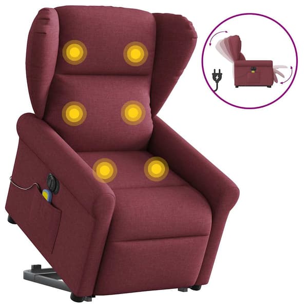 vidaXL Elektrisk lyftbar massagefåtölj röd