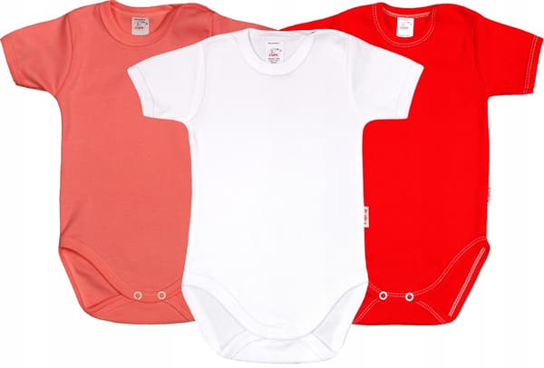 KR bodysuit slät 3-PACK Vit Rosa Röd r 98 klekle