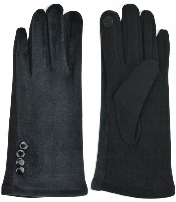 DAM VINTERHANDSKAR ELEGANTA MED KNAPPAR svarta 24 cm V030C