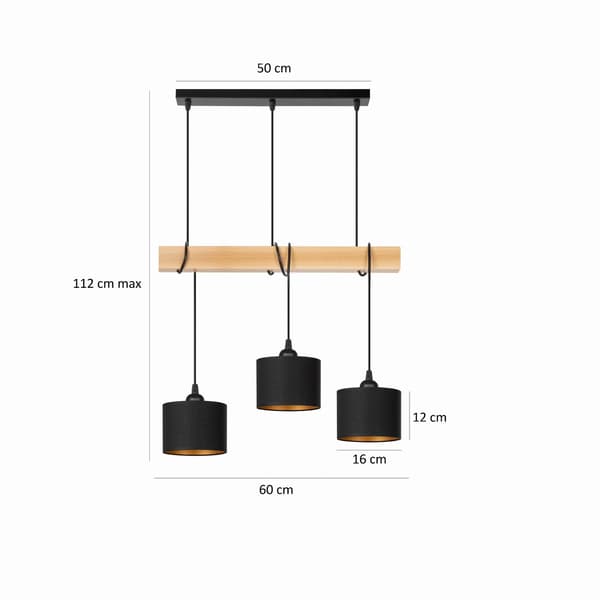 Tornado AM3PB lampe sort-guld bøg