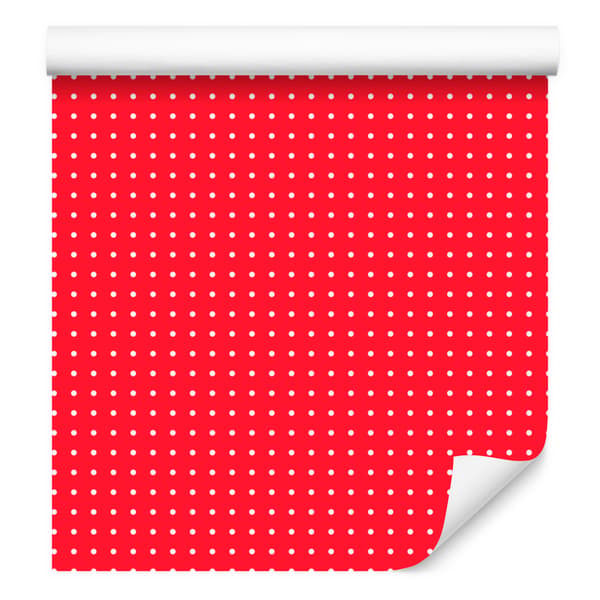 Dots-tapetti, punainen tausta, punainen keskusta, 50x1000 cm