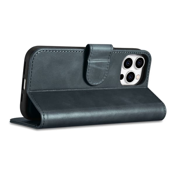 2-i-1 Läderfodral iPhone 14 Pro Anti-RFID Oljevax Plånboksfodral Blå
