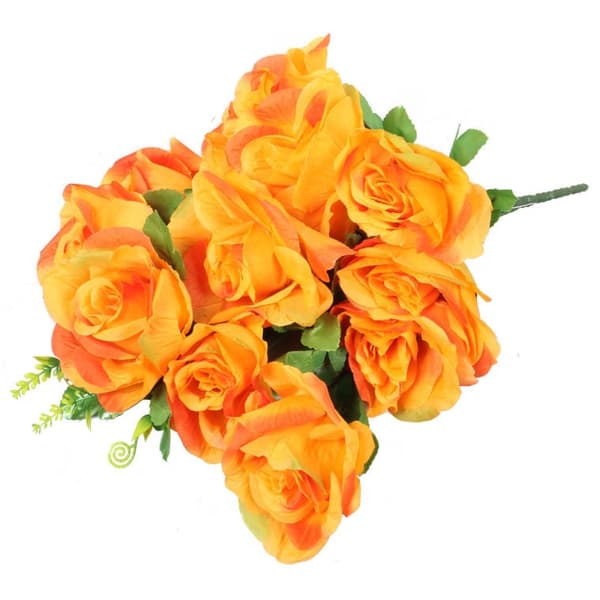 En buket med 12 åbne orange roser