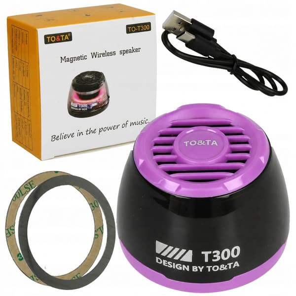 Trådlös Bluetooth-högtalare MP3 microSD LED Magnetisk Lila N65F