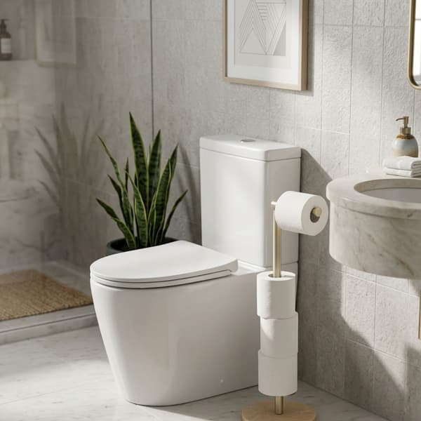 Metal toiletpapirholder guld travertin