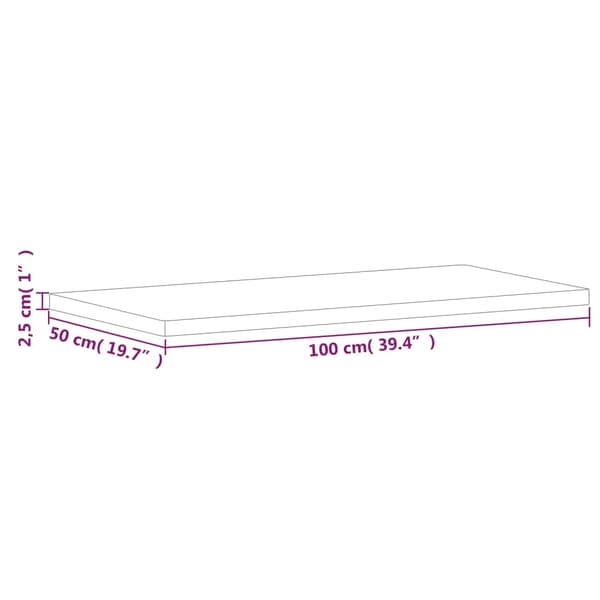 vidaXL bordplade 100x50x2,5 cm rektangulær massiv bøgetræ