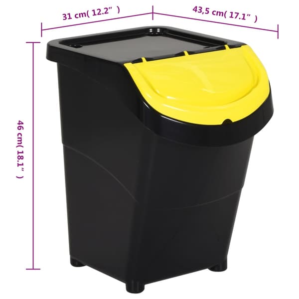 vidaXL stabelbare affaldsbeholdere, 3 stk., sort, PP, 120 L