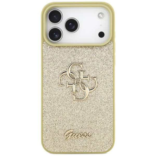 Guess Fixed Glitter Big 4G cover til iPhone 17 Pro Max guld