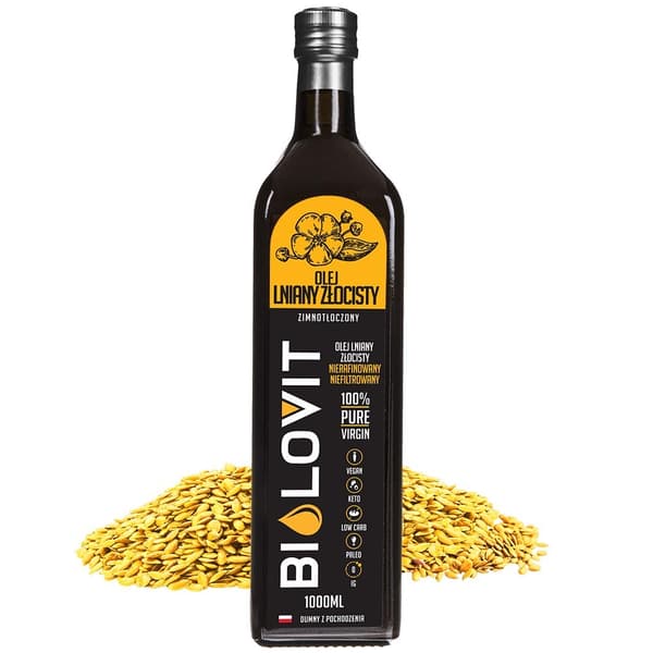 Bilovit kallpressad gyllene linfröolja - 1000 ml