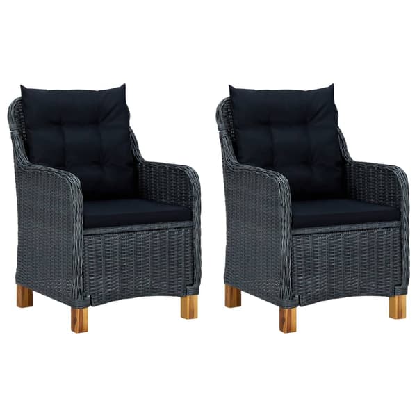 vidaXL havestole med hynder, sæt med 2, polyrattan, mørkegrå