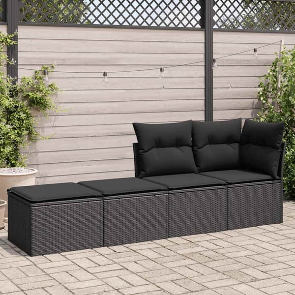 vidaXL 2-delt sofasæt med hynder, sort, polyrattan og akacie