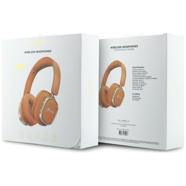 Guess Bluetooth ENC Rektangel Metal Script Orange Over-Ear Hovedtelefoner