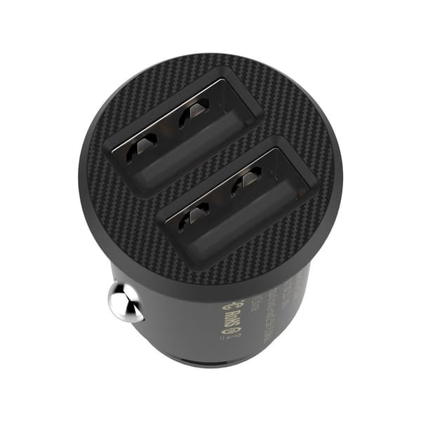 Mini biloplader til din telefon 2x USB Grain biloplader sort