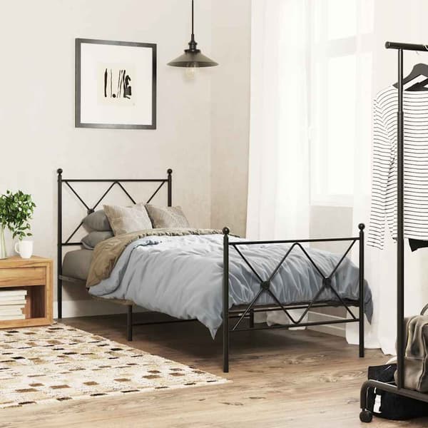 vidaXL Metallinen sängynpääty musta 80 cm