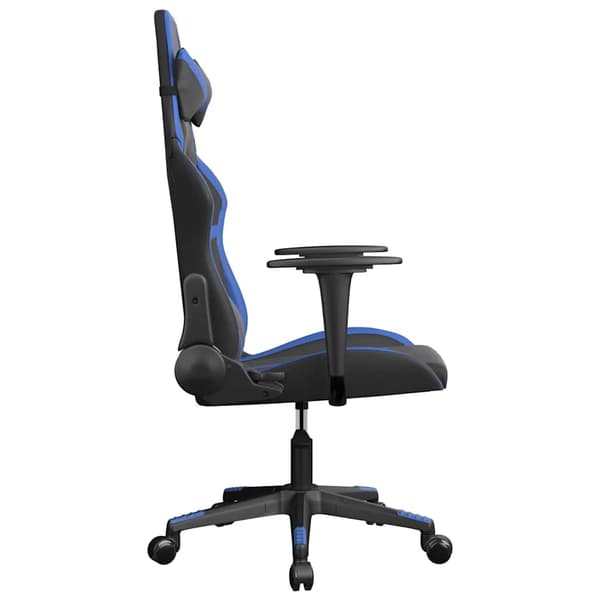 vidaXL massage-gamingstol, sort og blå, kunstlæder