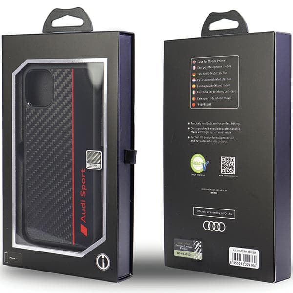 Audi Kulfiber Stripe Cover til iPhone 11 / Xr, Sort
