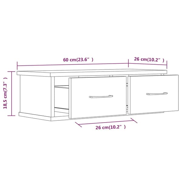 vidaXL vægskab brunt egetræ 60x26x18,5 cm