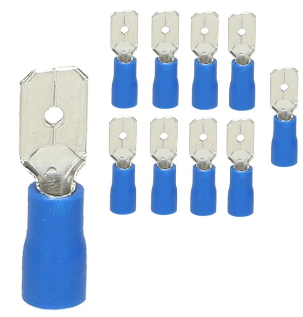 Fuldt isoleret kabelindsats 2,5 mm2 10 stk. Messing Blå
