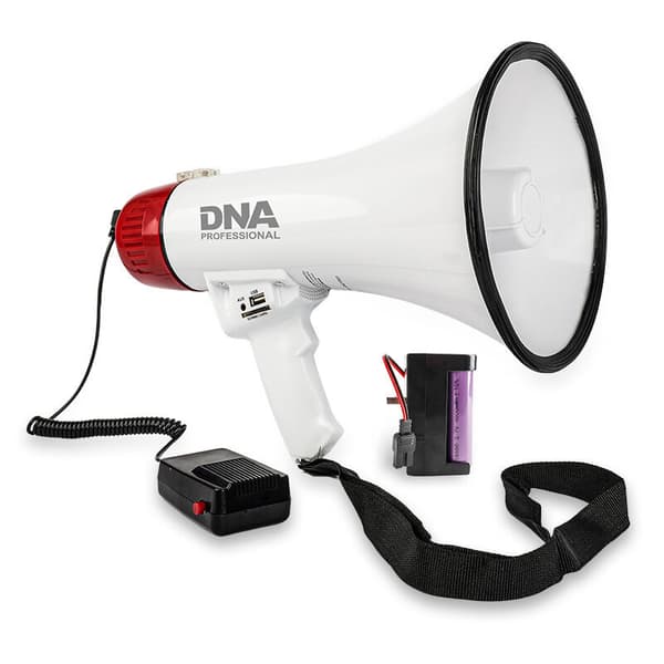 DNA MEGA1 megafon 30W röstförstärkare siren USB Bluetooth AUX micro SD