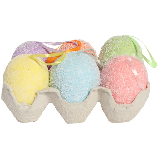 PASTEL ÆGGEVEDHÆNG I KARTON 7 CM 6 STK.