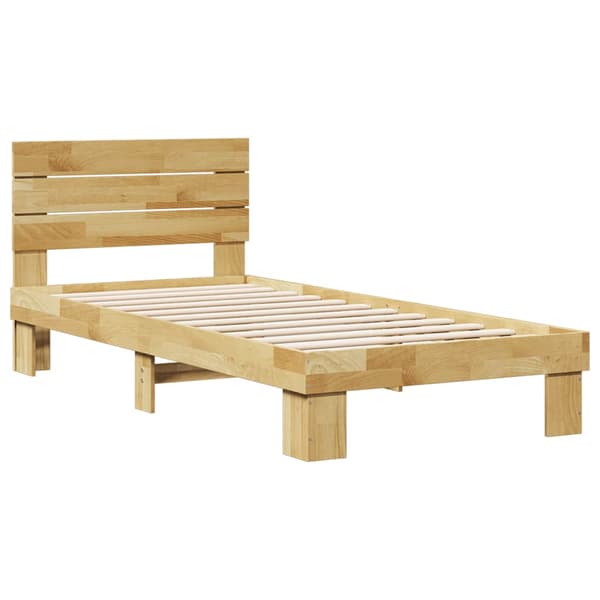 vidaXL sengestel med hovedgærde uden madras 75x190 cm massivt egetræ