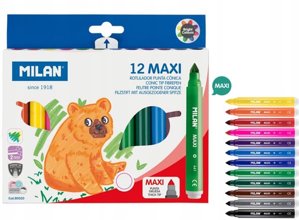 MAXI-tasakärkiset kynät 12 väriä 0200