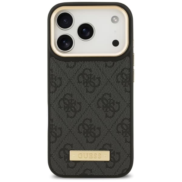 Guess 4G Logo Plate MagSafe -kotelo iPhone 17 Prolle, musta