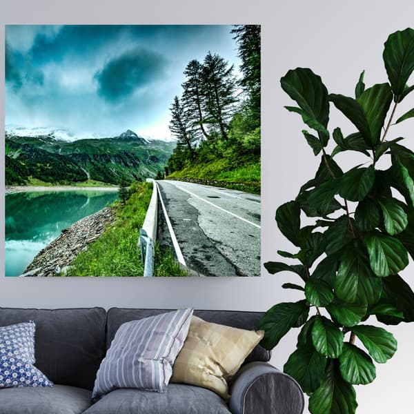 Lærredstryk Natur Sø Bjerge 60x60 cm