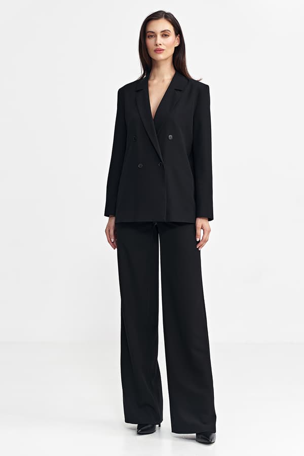 Oversized, dobbeltradet jakke - sort 42