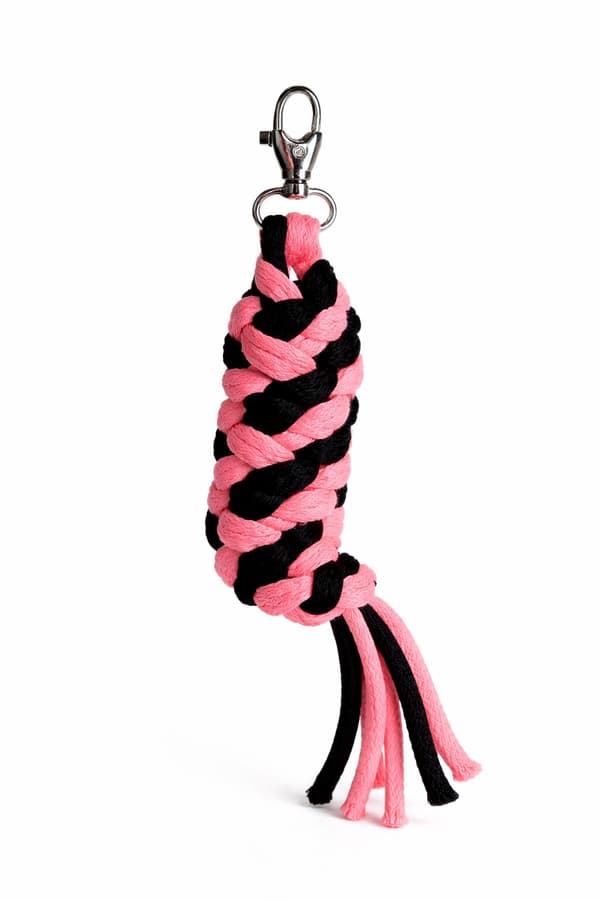 Käpphästen flätat repkoppel - neonrosa/svart