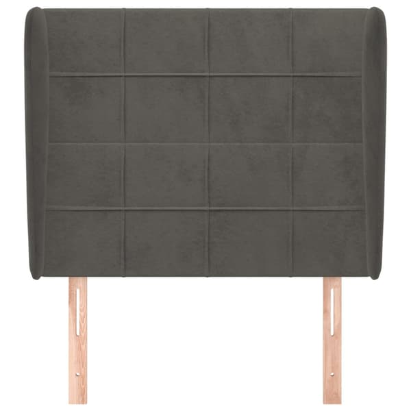 vidaXL Siivekäs sängynpääty tummanharmaa 103x23x118/128 cm sametti