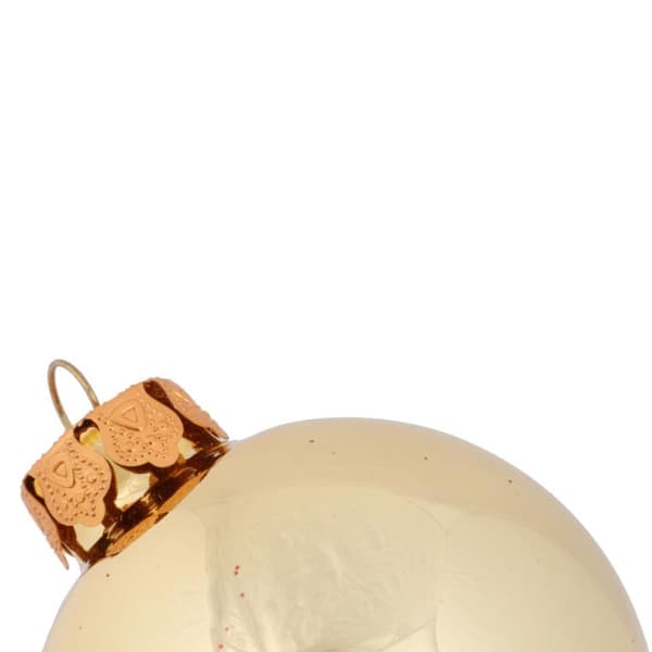Guldfärgade glaskulor med glitterdekor - Set med 5 st. 6 cm