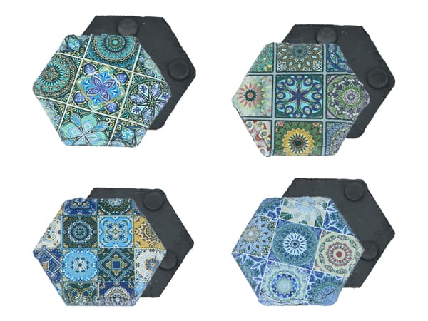 Set med 4 stenbrickor - Hexagonal, Marocko (CARMANI)