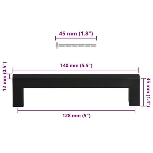 vidaXL skabsgreb 10 stk. sort 128 mm rustfrit stål