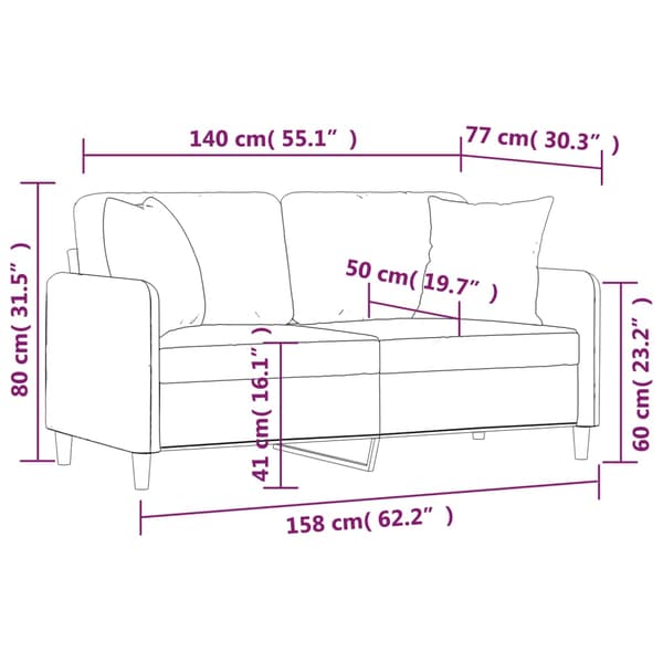 vidaXL 2-sitssoffa med kuddar, mörkgrå, 140 cm, tyg