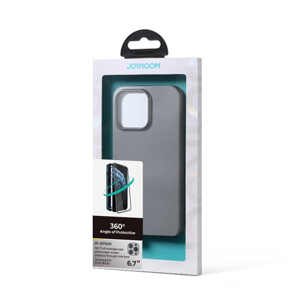 Cover til iPhone 13 Pro Max bagside og front + hærdet glas grå