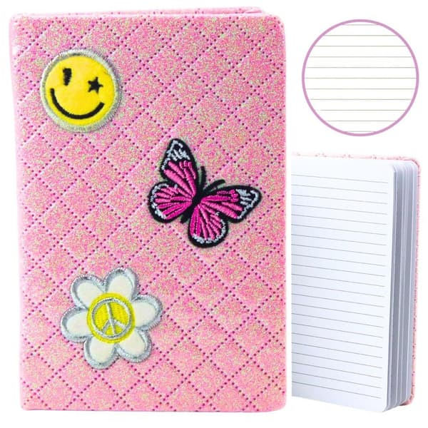 Notebook B6/80K glitterlinjemærker lyserøde