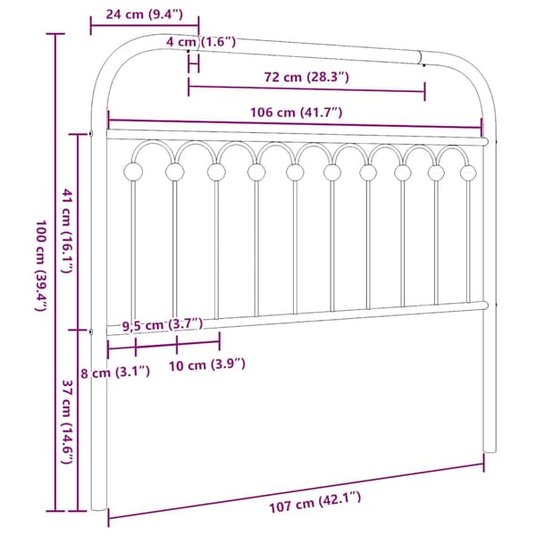 vidaXL metalsengegavl sort 107 cm