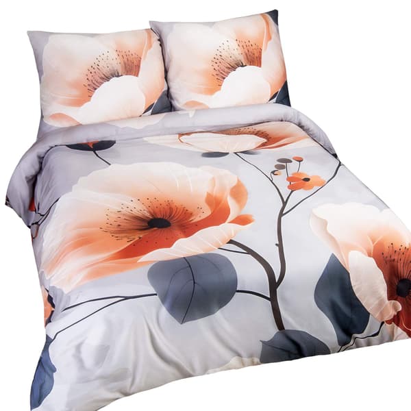 Bäddset 220x200 BOMULL SATIN digitaltryck blommor puderrosa