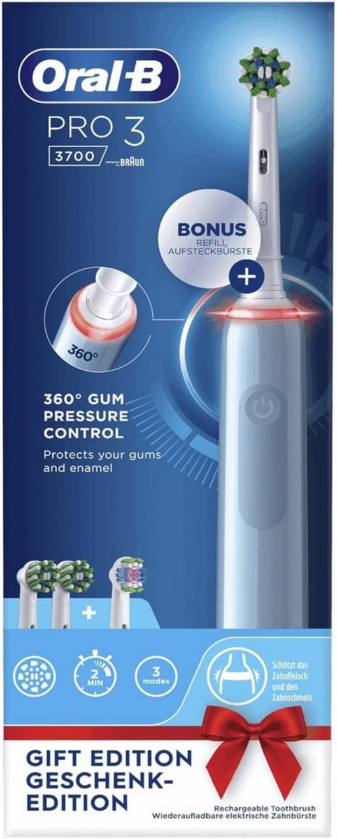 Oral-B Pro 3 3700 Blå Eltandbørste + Børstehoved