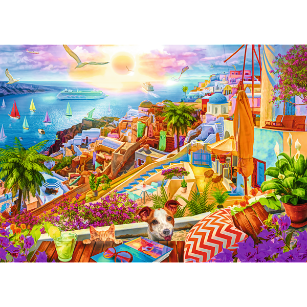 Tetid pussel 1000 bitar Premium Plus - Besök Santorini