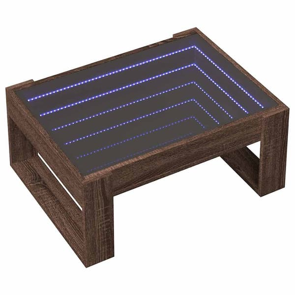 vidaXL Infinity sofabord med LED-lys brunt egetræ 70x53x30 cm