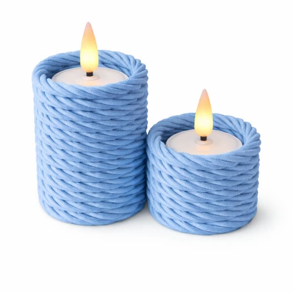 Blå ljusstakar i form av värmeljus, 2-pack, vridna, boho, japanskt