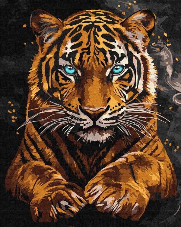 Maleri efter tal - Vild tiger 40x50cm