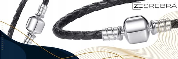 Læderarmbånd S925 sølv til charms sorte charms sølvperler