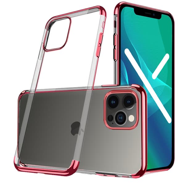 Elektropletteret rammecover til iPhone 13 Pro Max - Rød